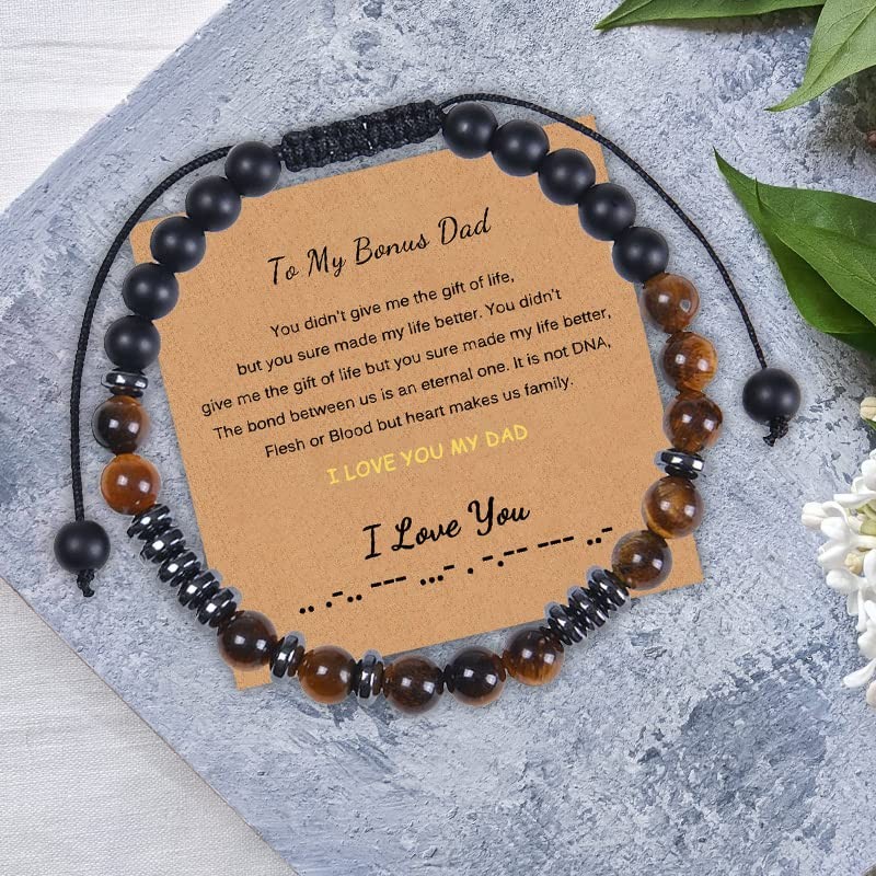 Bonus Dad Stepdad Gifts from Son Daughter Morse Code Bracelet