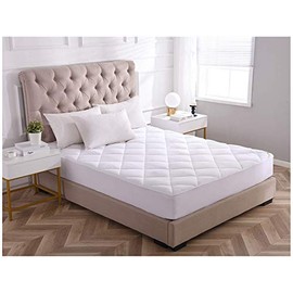 KASENTEX Deluxe Quilted Fitted Mattress Pad King Size - 13 Inch Deep Pockets - Brushed Microfiber - Down Alternative Fill, Cozy Breathable & Ultra Soft