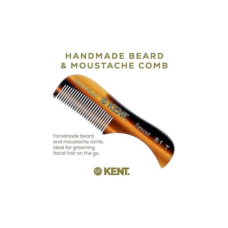 Kent The Hand Made Comb for Beard and Moustache, Sawcut