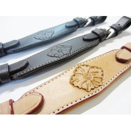 PS Pferdeartikel Soft Leather Padded Flower Nose Strap - Decorated Colour Black