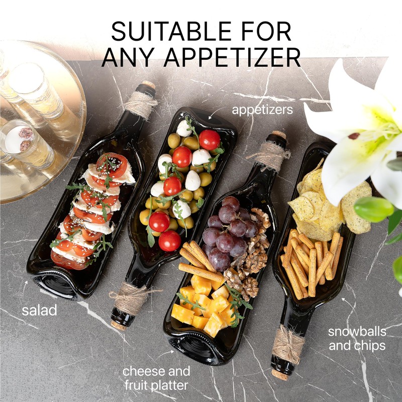Melted Wine Bottle Serving Boards - Decorative Rectangle Serving Trays