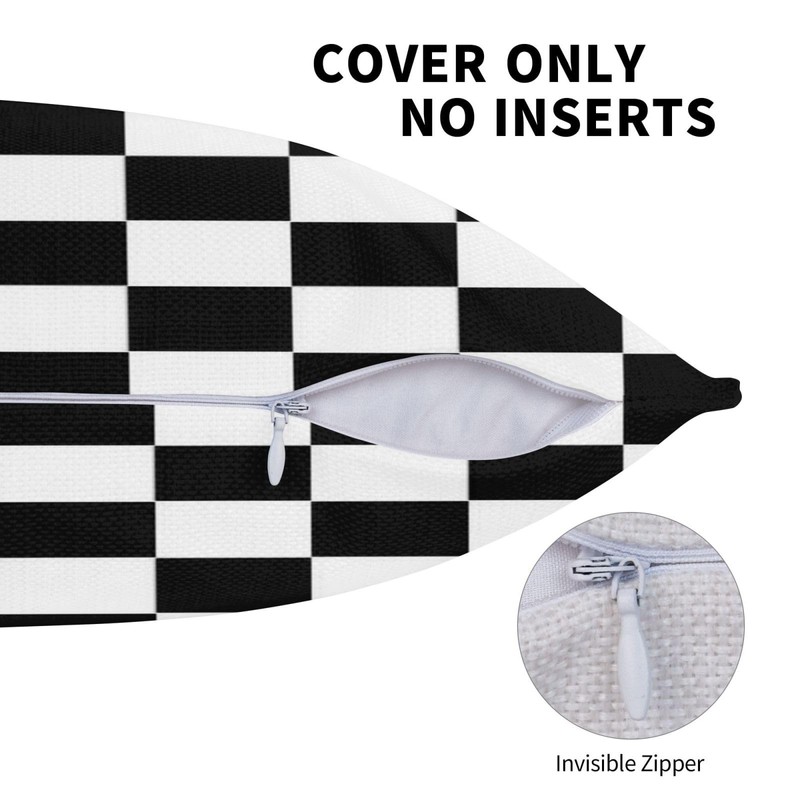 Black and White Checkered Classic Checkerboard Throw Pillow Covers Set