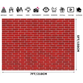 Alltten 7X5FT Red Brick Wall Backdrop Birthday Party Home Background Chimney Wall Backdrop Christmas Decorations F248