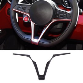 Car Steering Wheel Cover Trim for Alfa Romeo Giulia Stelvio 2017 2018 2019, Car Decoration Accessories (Matte Black)