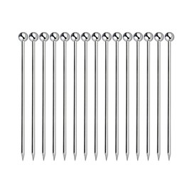 15PCS Cocktail Picks, Metal Stainless Steel Cocktail Toothpicks, Reusable Cocktail Skewers, Garnish Picks Bloody Mary Skewers, Metal Martini Picks for Olives Appetizers Fruit (Silver/4.3 Inches)