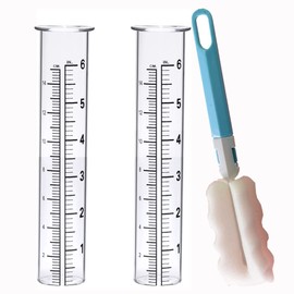 BIUWING 6 inch Rain Gauge Replacement Tube Glass for Yard Garden and Outdoor Home, with Tube Brush, Best Rated,2 Packs