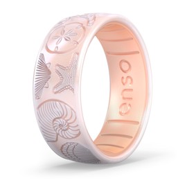 Enso Rings Etched Coastal Silicone Rings - Comfortable and Flexible Design - She Sells Seashells - Size 4