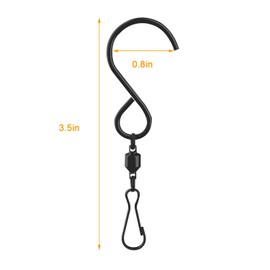 Alamic Swivel Hooks Clips for Wind Chimes Hanging Plants Wind Spinners Crystal Twisters Pots Birdcage Party Ornaments Hooks 6 Pack - Black…