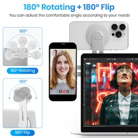 Keweis Magnetic Laptop Phone Holder, 180° Rotating Phone Side Mount, Car Holder for Magsafe, Dashboard Metals Magnetic Foldable Expansion Bracket for iPhone16 Pro/Pro Max 15 14 13 12 (Silver)