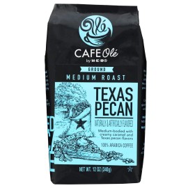 HEB Cafe Ole Texas Pecan Coffee 12oz Medium Roast Creamy Caramel Flavor