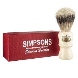 Emperor Super Badger Brush- Simpson Shaving Brushes - Faux Ivory Handle (3 Super)