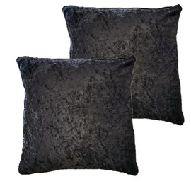 Olivia Rocco Set Of 2 Crushed Velvet Cushion Cover 43 x 43cm Sofa Bed Chair Soft Smooth Washable Square Cushions Decorative Pillows With Invisible Zipper For Couch Bedroom Living Room, Black