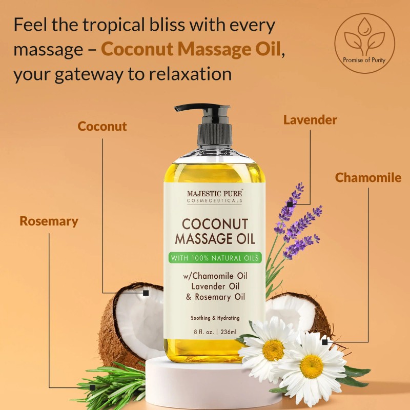 Coconut Massage Oil with Rosemary Oil | 8 fl oz