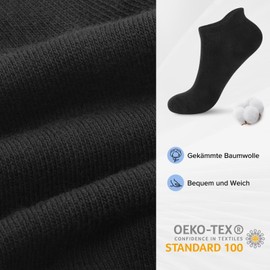 YouShow Trainer Socks Men Women 10 Pairs Organic Cotton Short Socks Ankle Socks Half Socks Unisex Socks Solid Black White Grey, 10 x black.