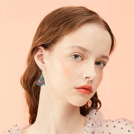 MALOYANVE Christmas Tree Earrings for Women Cute Sparkly Acrylic Snowflake Stars Gloves Socks Glitter Lightweight Stud Earrings Party Jewelry Festival Decoration (Book)