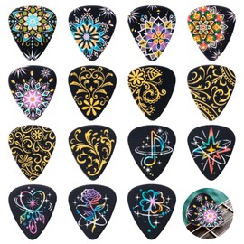 Cobahom 45 Pack Guitar Picks Premium Celluloid Guitar Pick with Velvet Bag Thin Medium Heavy Thickness for Acoustic, Electric Guitar, Bass, 0.46mm, 0.71mm,1mm (Vintage)