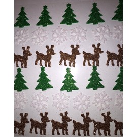 33 Glitter Holiday Christmas Trees Reindeer Snowflakes Stickers Scrapbook Embellishments