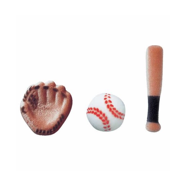 Baseball Equipment (38418) Shaped Edible Hard Sugar Decorations (12 pcs)