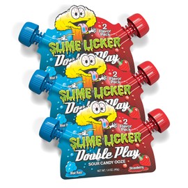 TOXIC WASTE - Slime Licker Double Play - Sour Candy Ooze - Strawberry & Blue Razz Flavored - 1.4 oz - 3-Pack