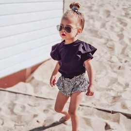 COASION Classic Polarized Kids Small Aviator Sunglasses for Girls and Boys Age 3-16 (Black/Grey Lens)