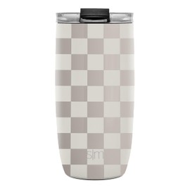 Simple Modern Taza de Café para Viajes con Tapa Abatible | Taza de Café Helado de Acero Inoxidable Aislada | Regalos para Mujeres & Hombres | Voyager Colección | 470ml | Checkmate
