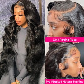 Wingirl 13×4 Lace Front Human Hair Wigs for Women 12A HD Transparent Body Wave Lace Front Wigs Human Hair Pre Plucked Bleached Knots (22 Inch (Pack of 1), black)