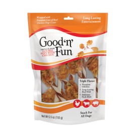 GOOD 'N' FUN Double Pops Long-Lasting Dog Treat, with Real Proteins, Beef Hide and Premium Chicken, Supports Dental Health, Mental Stimulation, 5.5 oz