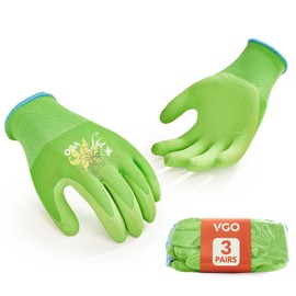 Vgo... 3 Pairs of Women's Gardening Gloves - Latex Coated Non-Slip Breathable & Durable for Outdoor, Construction, DIY | Machine Washable, Flexible Fit (3 Pairs/L/Green/RB6013-G)