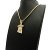 Sparkled Stone Stud Jesus Face Pendant 24" Various Chain Necklace