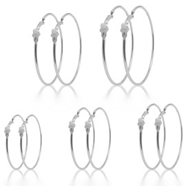 10 Pairs Silver Clip-on Earrings for Women – Non-Piercing Hoop Earrings with Soft Cushion – (3cm, 4cm, 5cm, 6cm, 7cm) for Comfortable Wear