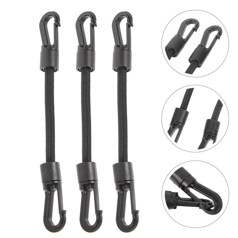 BESPORTBLE 6Inch Bungee Cords with Carabiner: Black Short Elastic Tie