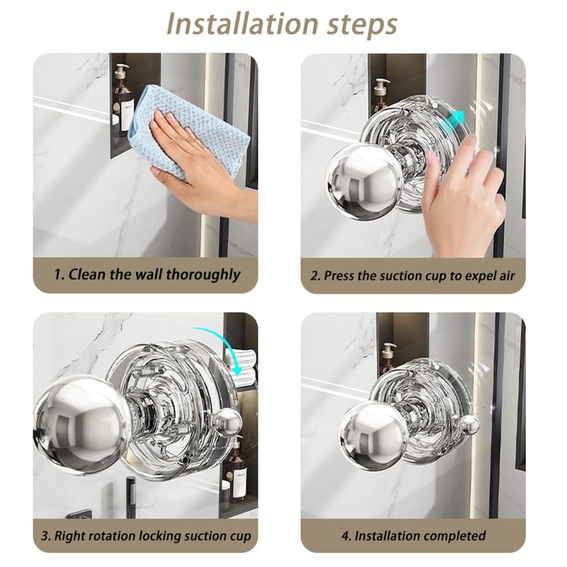YIDELAI Powerful Suction Cup Glass Mirror Door Handle, Refrigerator Drawer