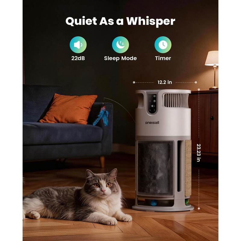 oneisall Pet Cat HEPA Air Purifier for Home Large Room,PP04