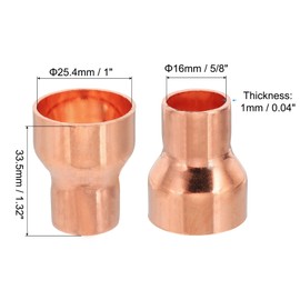 PATIKIL 1" to 5/8" ID Copper Reducer, 1pcs 99.9% Pure Copper Reducing Coupling Pressure Fitting Pipe Tube Connector Adapter with Sweat Solder Connection