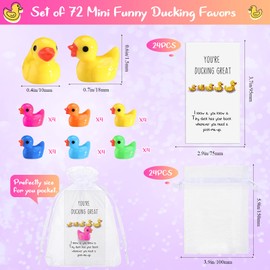 Unittype 24 Pcs Christmas Inspirational Gifts Bulk Mini Resin Ducks with You're Great Cards Organza Bags Funny Thank You Presents for Christmas Office Class Rewards(Colorful)