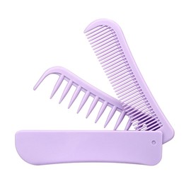 MAEELOU Foldable Dual-Head Puppy Brush, Small Dogs Interchangeable Combs Soft Bristles Portable Grooming Tool, Fit for Yorkie Shih Tzu Maltipoo Maltese (Purple)