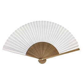 Bale Net White Plain Hand Fan, 6.5 inches (35 cm), Karaki, 7.7 inches (195 mm), High Quality Washi Fan, Unisex, white