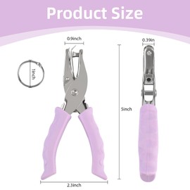 Oligei Single Hole Punch, 8 Sheet Capacity Hole Puncher, Paper Punch with 10P Binder Rings, Hole Puncher for Crafts, Scrapbooks (Purple)