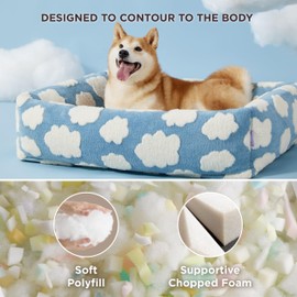 Lesure Cute Dog Bed for Large Dogs - Washable Pet Beds,Cozy Rectangle Orthopedic Sofa with Jacquard Shaggy Plush & Anti Slip Bottom,36x27x8inches