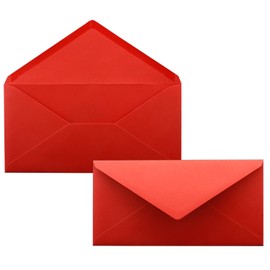 50 envelopes red DIN long - 110 x 220 mm (11 x 22 cm) - wet-glued without window - ideal for invitation cards - FarbenFroh series