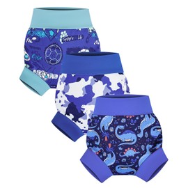 FLYISH DIRECT Reusable Swim Nappies for Baby, Waterproof and Leak-Proof Baby Swim Nappy, Pack of 3, S/2T