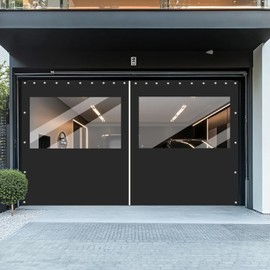 FoundGo 8(H) x10(W) ft Heavy Duty Vinyl Gazebo Curtain Replacement with Window,Privacy Gazebo Curtain Outdoor Waterproof Windproof and Snowproof in Winter for Garage,Pavilion,Balcony-Black-1pc