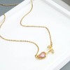 Generic 14k Yellow Gold Pink Zircon Tulip Pendant Necklace, Women's