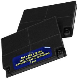 Pack of 2 Activated Carbon Filters for Cooker Hood 192 x 140 x 21 mm 9029793552 50290660005 E3CFF70 for Electrolux C00094514 for Ariston D141 EFF70 for Faber Guarantee 10 Years MONTERAL