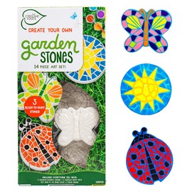 Kit Pintura Piedras Decorativas Niños - Set Manualidades Jardín con 3 Piedras y 6 Pinturas - Juego Artístico DIY Mariposas - Regalo Creativo 8+ años