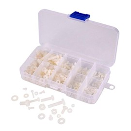 Hotusi M2 M2.5 M3 M4 M5 (Total 270pcs) Nylon Screw/Nut/Washer Assortment Kit Come with Plastic Box