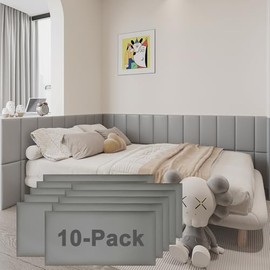 YU LI 3DH 3D Anti-Collision Wall Padding for Kids Self-Adhesive 10PCS Grey headboard Panels for Wall Peel and Stick headboard