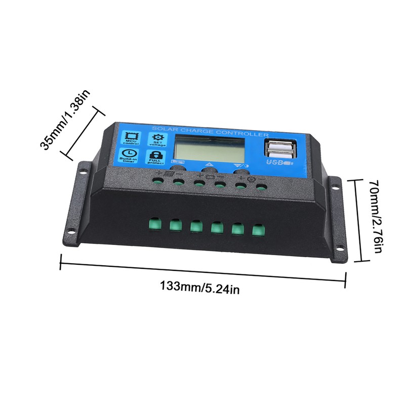 30A 12V / 24V Solar Charge Controller PWM Intelligent Regulator