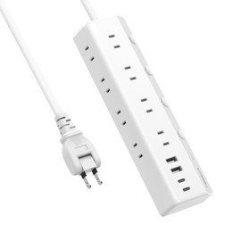 Power Strip with USB Included, Individual Switch, Extension Cord, 6.6 ft (2 m), USB Outlet, 8 AC Outlets, 2 USB-A Ports, 2 USB-C Ports, Table Tap, Wall Hanging, Multi-Tap, Oa Tap, Octopus Outlet,