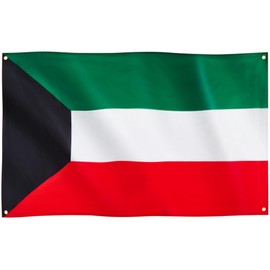 Runesol Kuwait Flag, 91x152cm, 3ft x 5ft, 4 Grommets, Eyelet In Every Corner, Isra and Mi’raj, Daulat Al Kuwait, كوت, State Flag, Premium Flags, Inside, Outside, Banner, Vivid Colours
